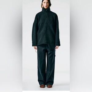 Tibi Cozy Fleece Anorak Zip Up Pullover, Black, Like New, XS fits S / M